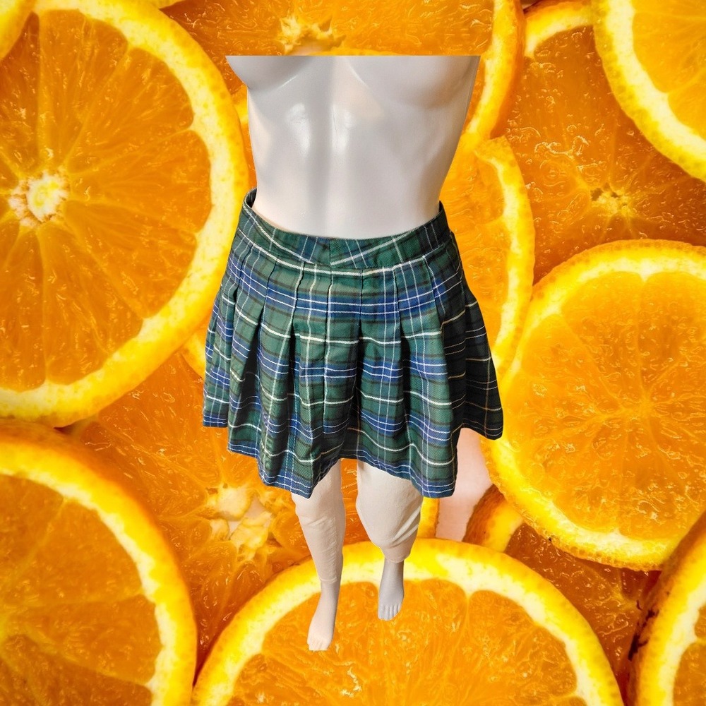 Forever 21 Green Plaid Pleated Mini Skirt‎ Small Tartan Schoolgirl Preppy